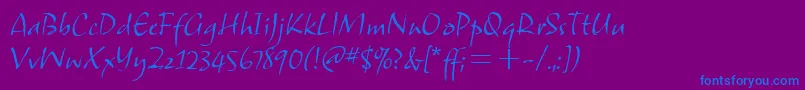 Fonte SamuelitcTt – fontes azuis em um fundo violeta