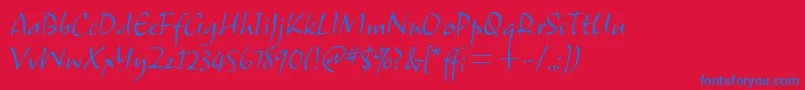 Fonte SamuelitcTt – fontes azuis em um fundo vermelho