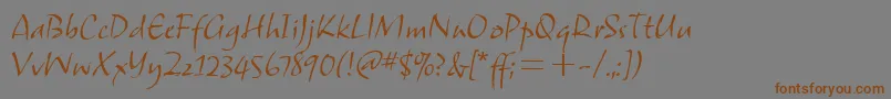 フォントSamuelitcTt – 茶色の文字が灰色の背景にあります。