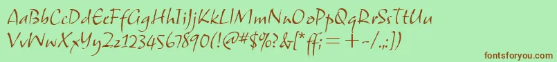 SamuelitcTt-Schriftart – Braune Schriften auf grünem Hintergrund