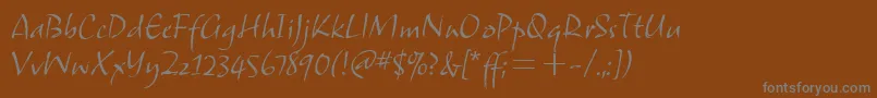 SamuelitcTt-Schriftart – Graue Schriften auf braunem Hintergrund
