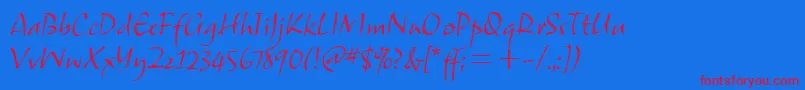 フォントSamuelitcTt – 赤い文字の青い背景