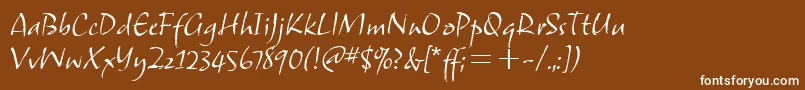 SamuelitcTt-fontti – valkoiset fontit ruskealla taustalla