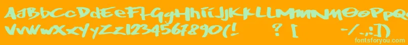 Wrktag-Schriftart – Grüne Schriften auf orangefarbenem Hintergrund