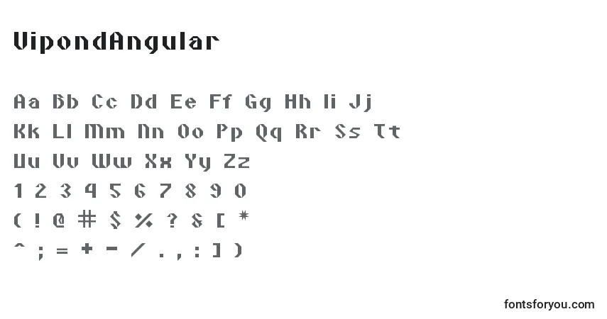 A fonte VipondAngular – alfabeto, números, caracteres especiais