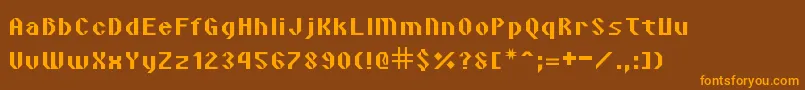 VipondAngular-Schriftart – Orangefarbene Schriften auf braunem Hintergrund