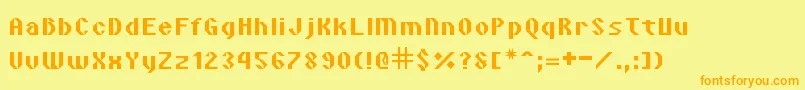 VipondAngular-Schriftart – Orangefarbene Schriften auf gelbem Hintergrund