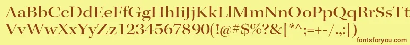 フォントKeplerstdMediumextdisp – 茶色の文字が黄色の背景にあります。