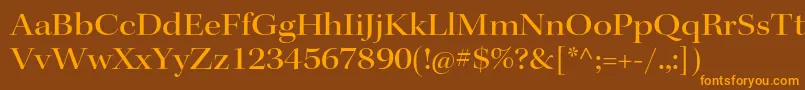 フォントKeplerstdMediumextdisp – オレンジ色の文字が茶色の背景にあります。