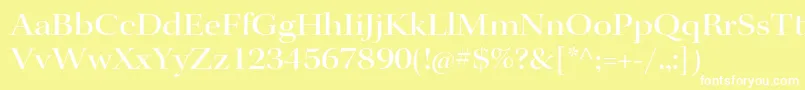 KeplerstdMediumextdisp-fontti – valkoiset fontit keltaisella taustalla