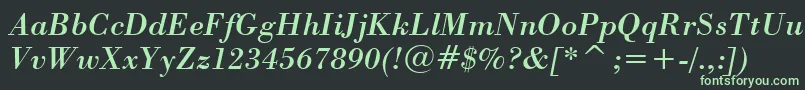 BodoniItalicBt Font – Green Fonts on Black Background