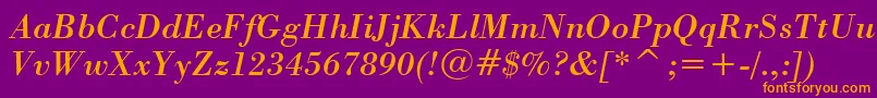 BodoniItalicBt Font – Orange Fonts on Purple Background