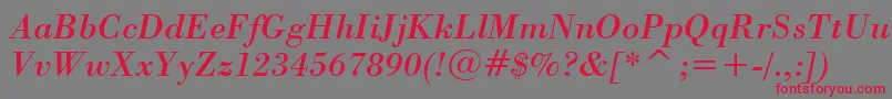 BodoniItalicBt Font – Red Fonts on Gray Background
