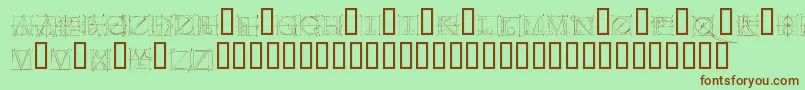Duererlatinconstructioncapitals-Schriftart – Braune Schriften auf grünem Hintergrund