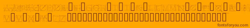 Duererlatinconstructioncapitals-Schriftart – Braune Schriften auf orangefarbenem Hintergrund