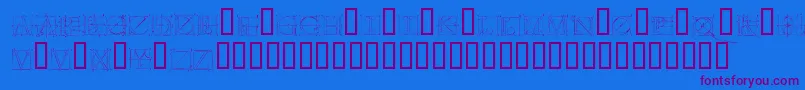 Weitere Informationen zur Duererlatinconstructioncapitals-Schriftart Duererlatinconstructioncapitals-Schriftart – Violette Schriften auf blauem Hintergrund