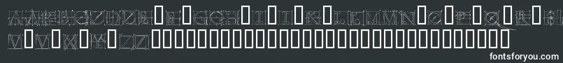 Duererlatinconstructioncapitals-fontti – valkoiset fontit mustalla taustalla