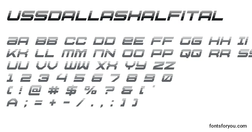Ussdallashalfital-fontti – aakkoset, numerot, erikoismerkit