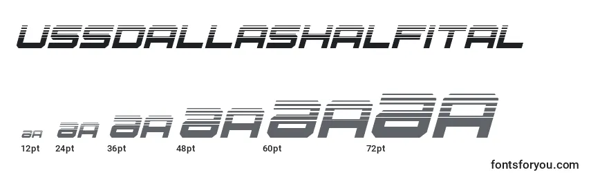 Ussdallashalfital-fontin koot