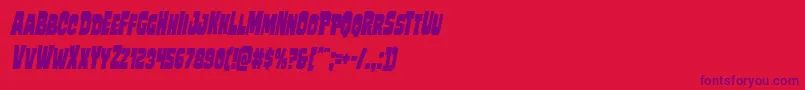 フォントMindlessbrutecondital – 赤い背景に紫のフォント