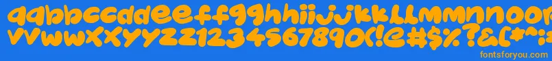 フォントJellyKids – オレンジ色の文字が青い背景にあります。