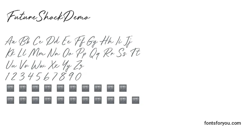 Schriftart FutureShockDemo – Alphabet, Zahlen, spezielle Symbole