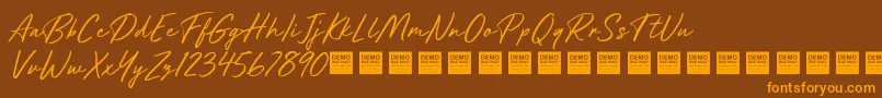FutureShockDemo-Schriftart – Orangefarbene Schriften auf braunem Hintergrund
