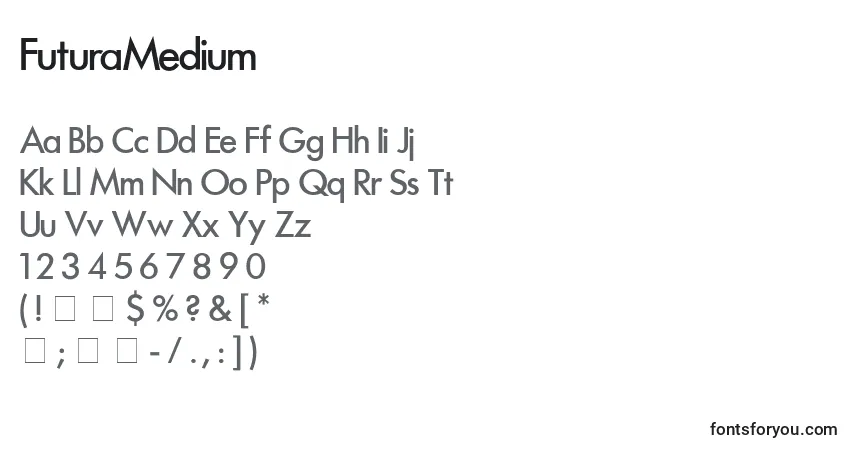 Fuente FuturaMedium - alfabeto, números, caracteres especiales