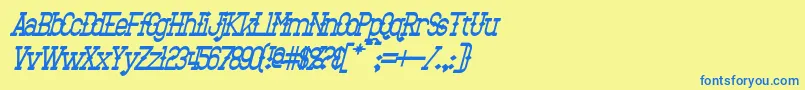 BantorainBoldItalic Font – Blue Fonts on Yellow Background