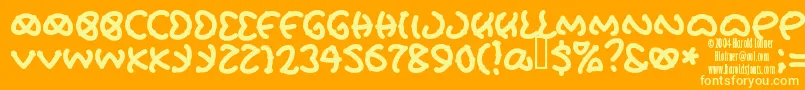 Pretzunsalted Font – Yellow Fonts on Orange Background