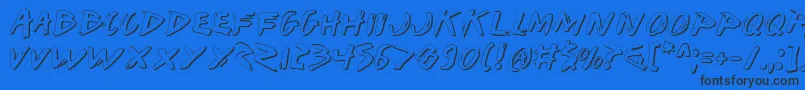 IWantMyTtrShadow-fontti – mustat fontit sinisellä taustalla