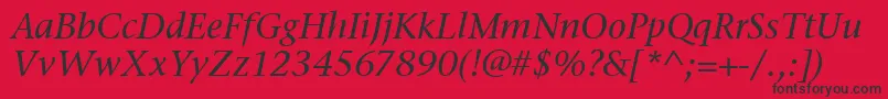 StoneSerifItcMediumItalic Font – Black Fonts on Red Background