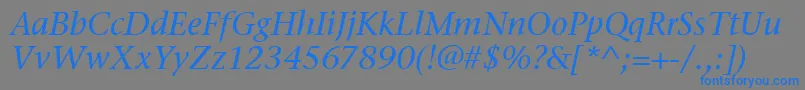 StoneSerifItcMediumItalic-Schriftart – Blaue Schriften auf grauem Hintergrund