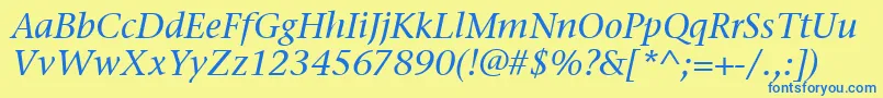 StoneSerifItcMediumItalic Font – Blue Fonts on Yellow Background