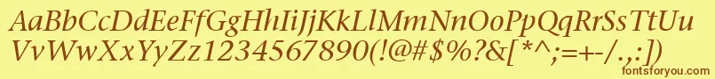 StoneSerifItcMediumItalic Font – Brown Fonts on Yellow Background