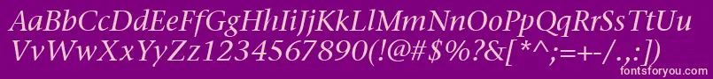 StoneSerifItcMediumItalic Font – Pink Fonts on Purple Background