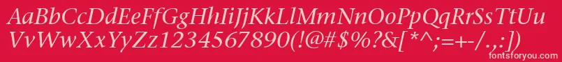 StoneSerifItcMediumItalic Font – Pink Fonts on Red Background