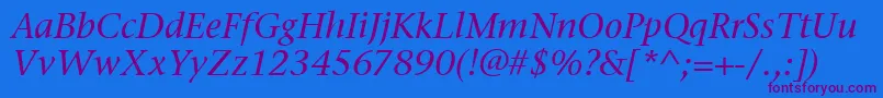StoneSerifItcMediumItalic Font – Purple Fonts on Blue Background