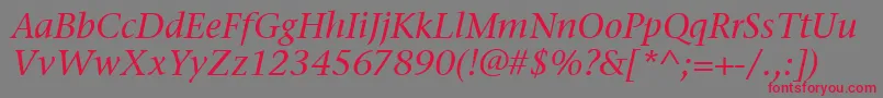 StoneSerifItcMediumItalic Font – Red Fonts on Gray Background