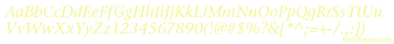 StoneSerifItcMediumItalic Font – Yellow Fonts on White Background