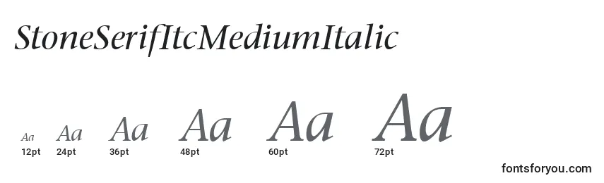 Размеры шрифта StoneSerifItcMediumItalic