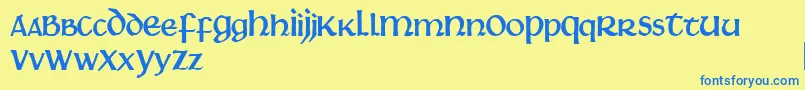 フォントMartel – 青い文字が黄色の背景にあります。