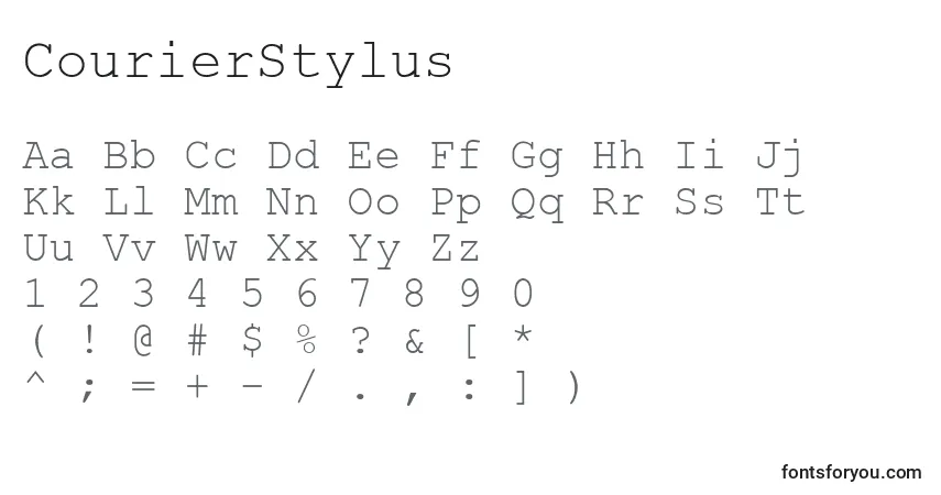 CourierStylus-fontti – aakkoset, numerot, erikoismerkit