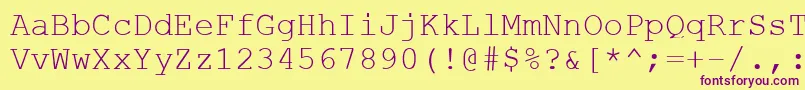 Czcionka CourierStylus – fioletowe czcionki na żółtym tle