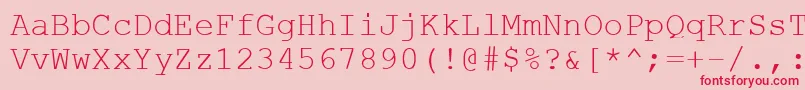 Fonte CourierStylus – fontes vermelhas em um fundo rosa