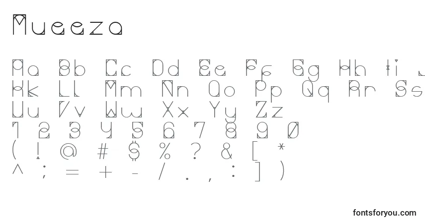 Mueeza-fontti – aakkoset, numerot, erikoismerkit