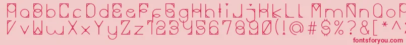 Mueeza-Schriftart – Rote Schriften auf rosa Hintergrund