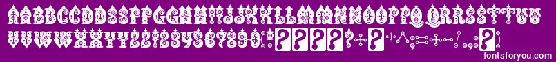 BuxoticRegular-fontti – valkoiset fontit violetilla taustalla