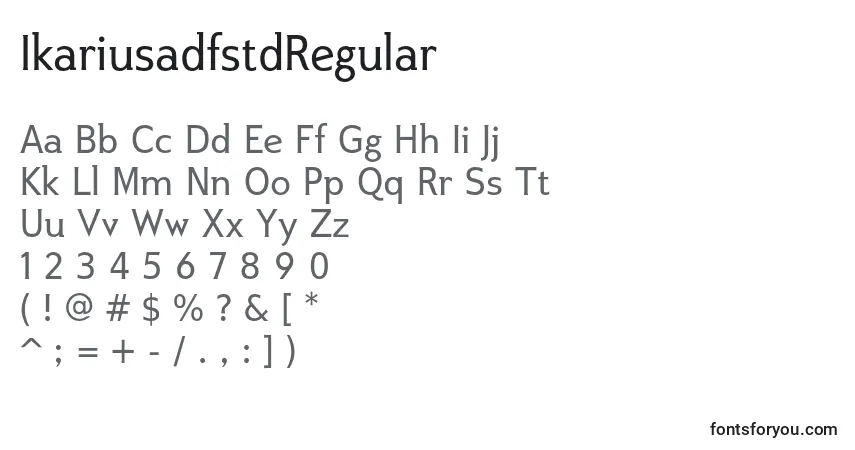 Czcionka IkariusadfstdRegular – alfabet, cyfry, specjalne znaki