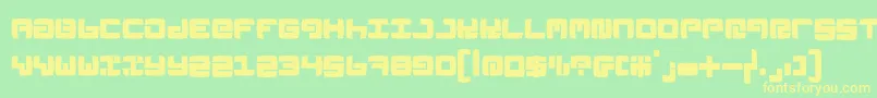 フォントLinoleumk – 黄色の文字が緑の背景にあります